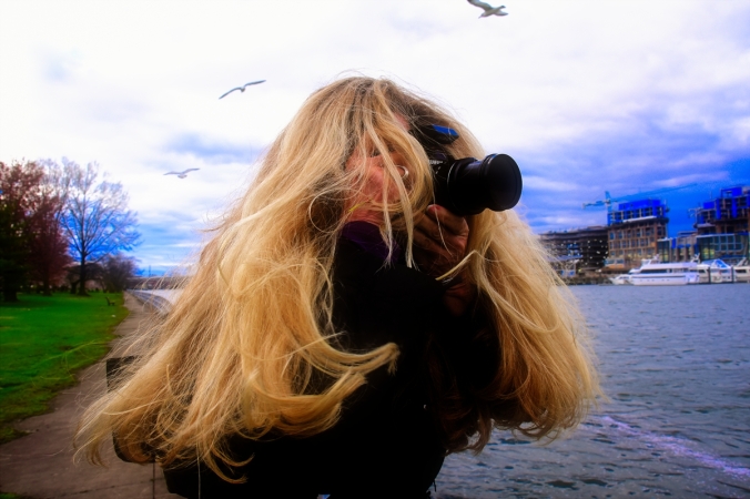 Gina Photographing at Potomac Park along the Washington Channel
